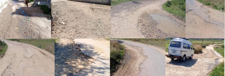 سوہاوہ:بڑاگواہ تا نگیال اور ڈھوک کشمیریاں تک کی سڑک کھنڈرات میں تبدیل،جگہ جگہ گہرے گڑھے،منتخب نماٸندے غائب۔ سکول جانےوالے طلبہ وطالبات اور مریضوں کو شدید مشکلات کا سامنا