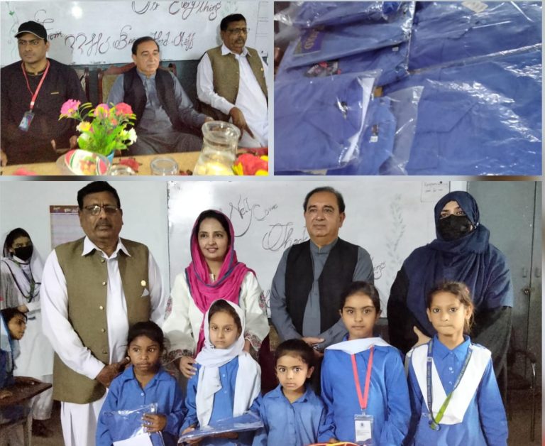 جہلم//ڈی ای او عطیہ حمید کی نگرانی میں جمیل بھٹی کی جانب سے گرلز ہائی سکول بگا کی طالبات میں یونیفارم، سکول بیگز اور شوز تقسیم